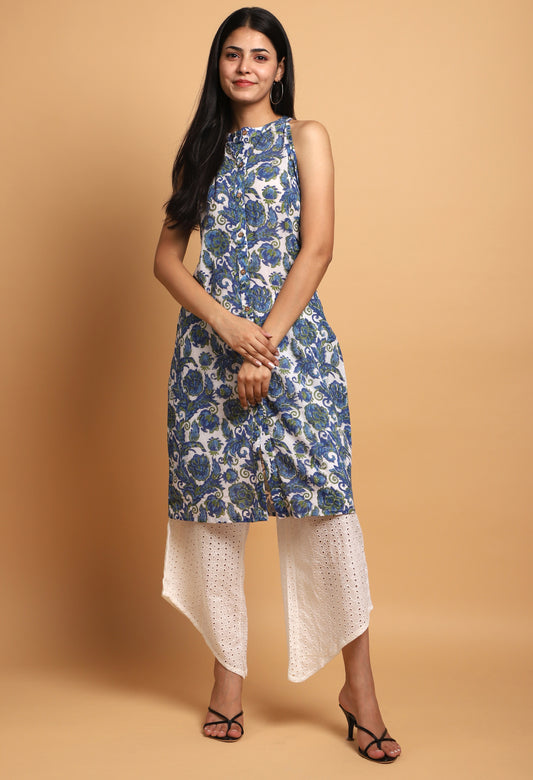 Madhubani Button Down Kurta With Bottom#18