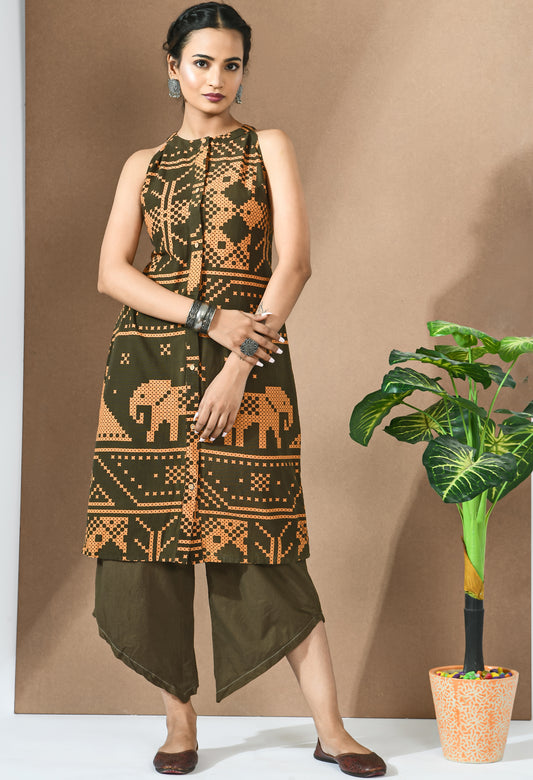Gaj Button Down Kurta With Bottom#13