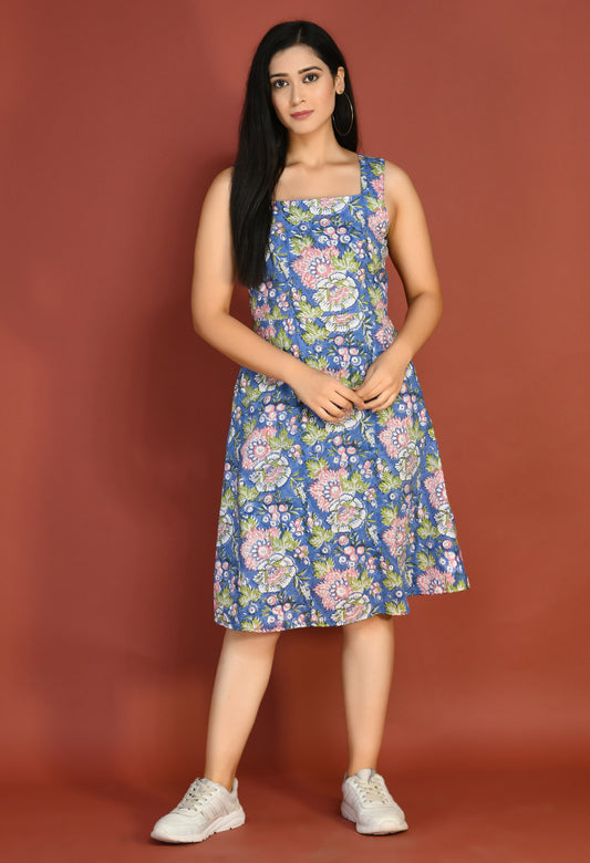 Blue Bloom Fit and Flare Dress