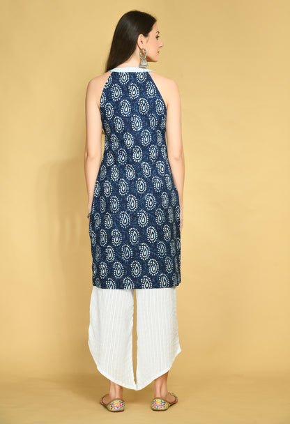 Indigo Paisley Button Down Kurta Set