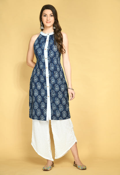 Indigo Paisley Button Down Kurta Set