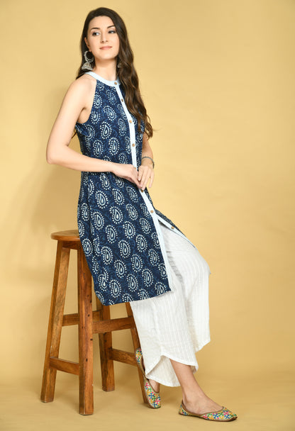 Indigo Paisley Button Down Kurta Set