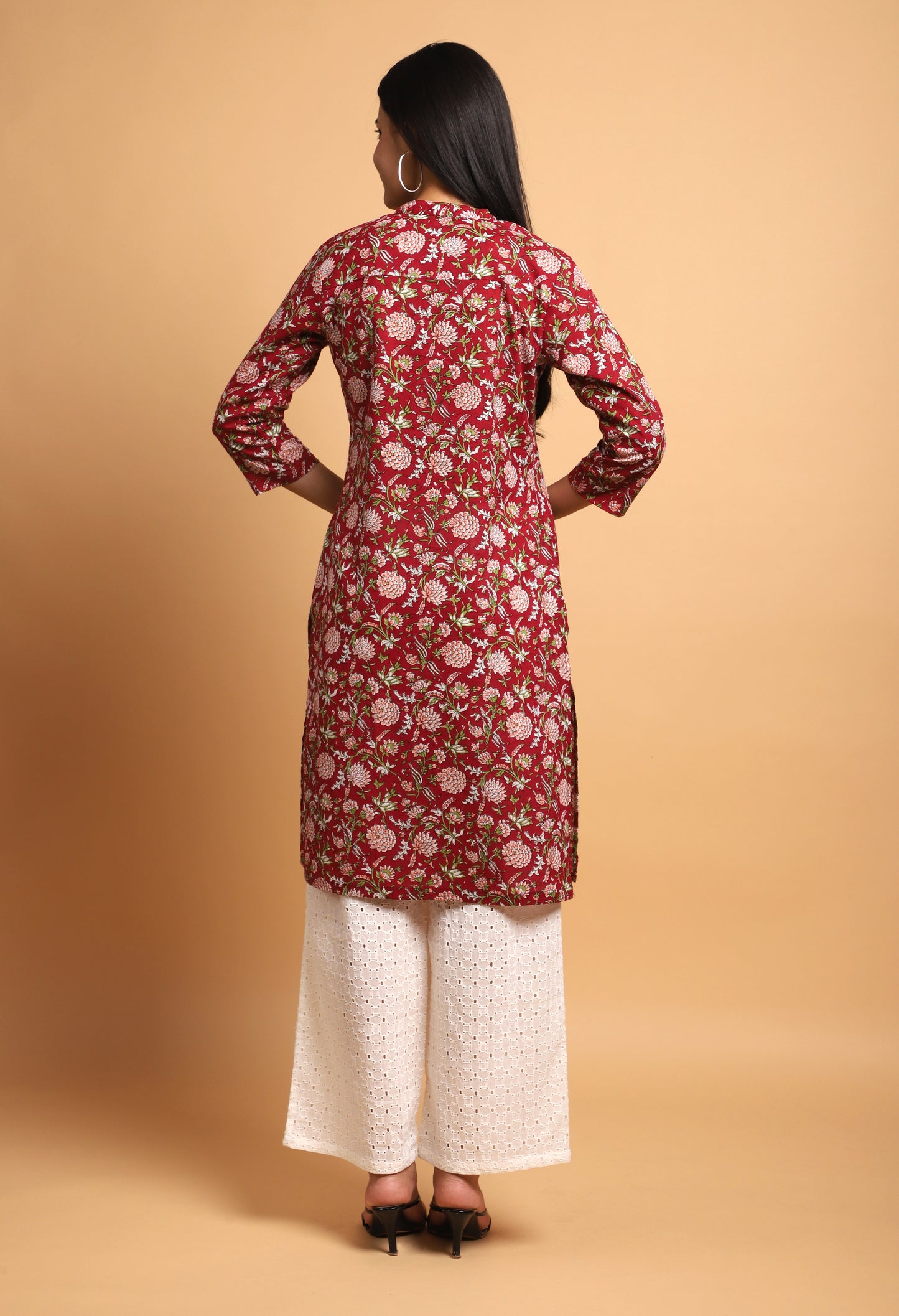 Red Gem Back Yoke Kurta With Bottom#19